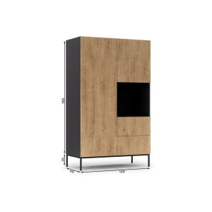 Dulap pentru haine ELTAP, Lanzzi, 120x60x200 cm, MDF laminat, negru/stejar - imagine 4