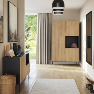 Dulap pentru haine ELTAP, Lanzzi, 120x60x200 cm, MDF laminat, negru/stejar - imagine 5