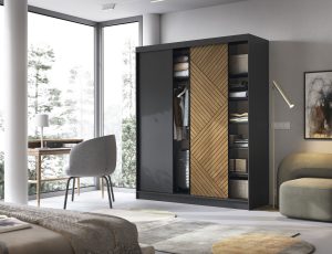 Dulap pentru haine ELTAP, Marrphy III, 180x60x220 cm, MDF/ABS, negru/maro - imagine 2