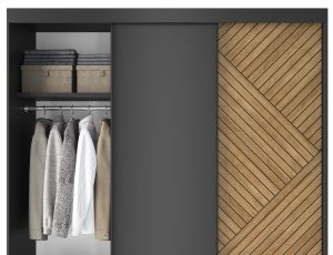 Dulap pentru haine ELTAP, Marrphy III, 180x60x220 cm, MDF/ABS, negru/maro - imagine 3