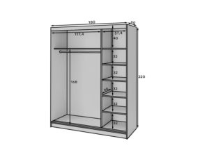 Dulap pentru haine ELTAP, Marrphy III, 180x60x220 cm, MDF/ABS, negru/maro - imagine 6