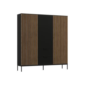 Dulap pentru haine ELTAP, Meorati, 185x60x200 cm, PAL/ABS, negru/maro - imagine 3