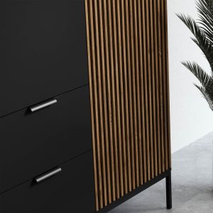 Dulap pentru haine ELTAP, Meorati, 185x60x200 cm, PAL/ABS, negru/maro - imagine 5