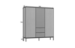 Dulap pentru haine ELTAP, Meorati, 185x60x200 cm, PAL/ABS, negru/maro - imagine 8