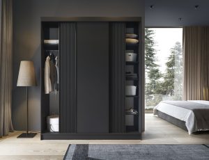 Dulap pentru haine ELTAP, Prescco III, 180x60x220 cm, MDF/ABS, negru - imagine 2