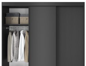 Dulap pentru haine ELTAP, Prescco III, 180x60x220 cm, MDF/ABS, negru - imagine 3