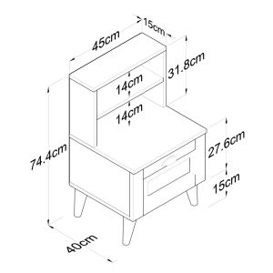 Noptiera BD105 Alb 45x74.4x40 cm - imagine 10