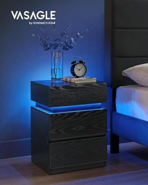 Noptiera cu LED Vasagle Negru 40x35x55 cm - imagine 4