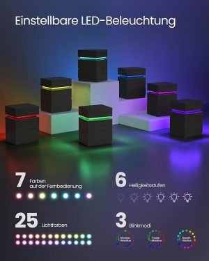 Noptiera cu LED Vasagle Negru 40x35x55 cm - imagine 5