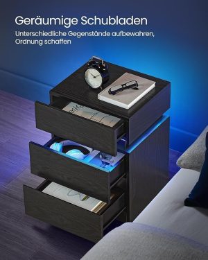 Noptiera cu LED Vasagle Negru 40x35x55 cm - imagine 6