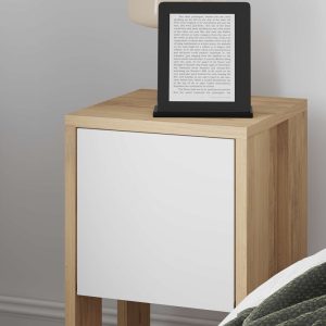 Noptiera Ema melamina alb natural 30x30x55 cm - imagine 4