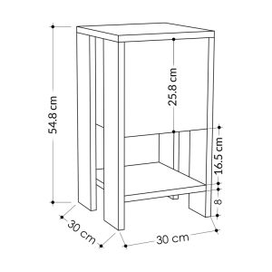 Noptiera Ema melamina alb natural 30x30x55 cm - imagine 5