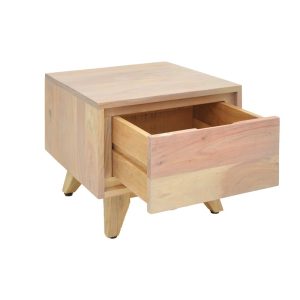 Noptiera Emira, Pako World, Lemn de salcam, Natural, 40x40x35 cm - imagine 3