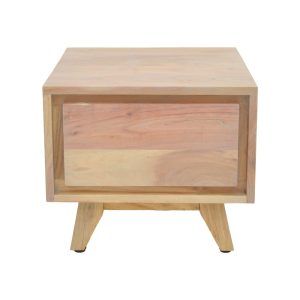 Noptiera Emira, Pako World, Lemn de salcam, Natural, 40x40x35 cm - imagine 4