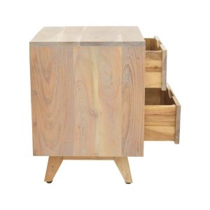 Noptiera Emira, Pako World, Lemn de salcam, Natural, 40x40x54 cm - imagine 5