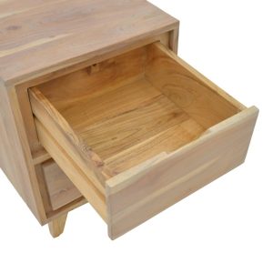 Noptiera Emira, Pako World, Lemn de salcam, Natural, 40x40x54 cm - imagine 6