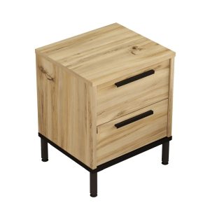 Noptiera Nako metal negru si melamina nuanta naturala 40x35.5x48.8 cm - imagine 3