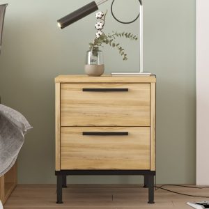 Noptiera Nako metal negru si melamina nuanta naturala 40x35.5x48.8 cm - imagine 5