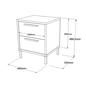 Noptiera Nako metal negru si melamina nuanta naturala 40x35.5x48.8 cm - imagine 6