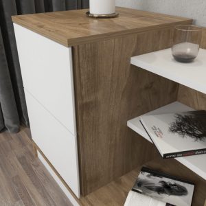 Noptiera Rena - Alb, Walnut - imagine 3