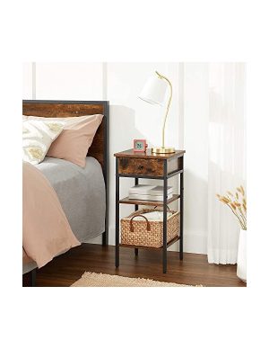 Noptiera, Vasagle, 1 sertar, Maro Rustic, LET502B01, 35 x 35 x 70 cm - imagine 5