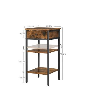 Noptiera, Vasagle, 1 sertar, Maro Rustic, LET502B01, 35 x 35 x 70 cm - imagine 6