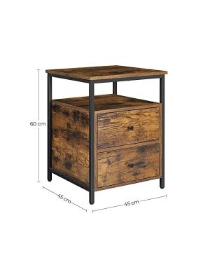 Noptiera, Vasagle, 2 sertare, Maro Rustic, LET067B01, 45 x 45 x 60 cm - imagine 2