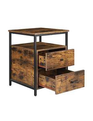 Noptiera, Vasagle, 2 sertare, Maro Rustic, LET067B01, 45 x 45 x 60 cm - imagine 4