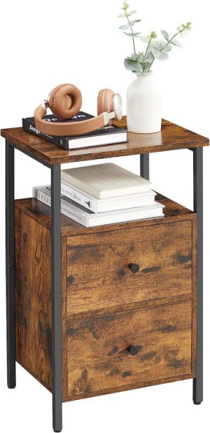 Noptiera, Vasagle, 38 x 28 x 60 cm, LET521B01, Maro Rustic - imagine 4