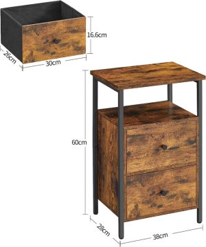 Noptiera, Vasagle, 38 x 28 x 60 cm, LET521B01, Maro Rustic - imagine 5