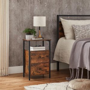 Noptiera, Vasagle, 38 x 28 x 60 cm, LET521B01, Maro Rustic - imagine 7