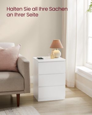 Noptiera, Vasagle, Alb, LET631W14V1, 35 x 40 x 59 cm - imagine 2