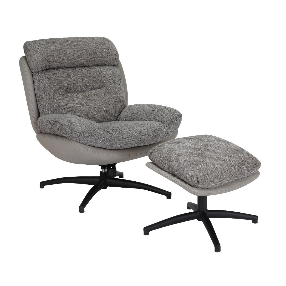 Fotoliu Confort Rotativ Gri cu otoman 1 Fotoliu Confort Rotativ Gri cu otoman