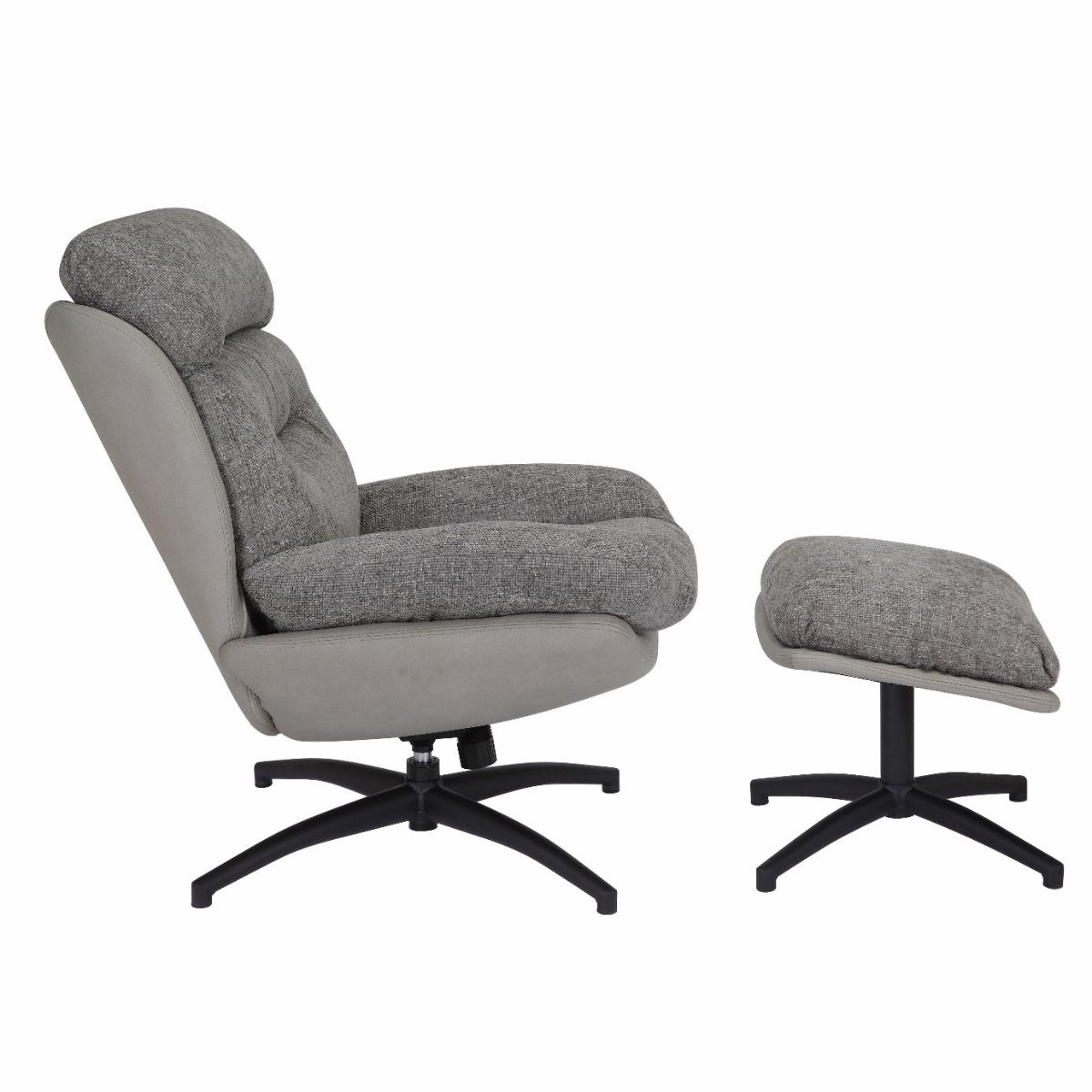 Fotoliu Confort Rotativ Gri cu otoman 3 Fotoliu Confort Rotativ Gri cu otoman - imagine 3