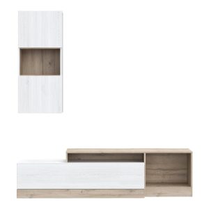 Ansamblu comoda TV Halmi alb stejar 180x39x190 cm - imagine 3