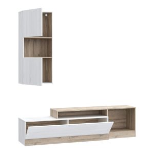 Ansamblu comoda TV Halmi alb stejar 180x39x190 cm - imagine 4