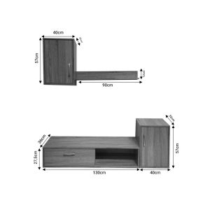 Ansamblu comoda TV Ranian melamina nuc 130x36x27.5 cm - imagine 5