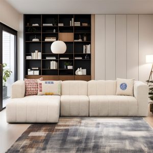 Coltar dreapta Beyza Pako World Crem 299x160x73 cm - imagine 2