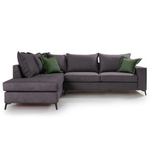 Coltar Dreapta Boston Gri Inchis - Verde Inchis 290x235x95 cm - imagine 2