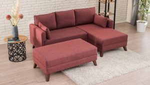 Coltar dreapta extensibil Bella Rosu 140x80x43 cm - imagine 2