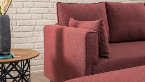 Coltar dreapta extensibil Bella Rosu 140x80x43 cm - imagine 3