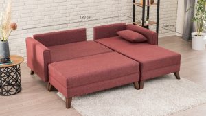 Coltar dreapta extensibil Bella Rosu 140x80x43 cm - imagine 4