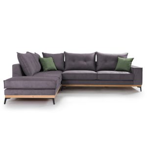 Coltar Dreapta Luxury II Gri Inchis - Verde Inchis - Negru 290x235x90 cm - imagine 2