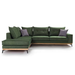 Coltar Dreapta Luxury II Verde Inchis Antracit - Negru 290x235x90 cm - imagine 3