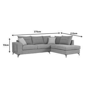 Coltar dreapta Montana tesatura gri si perne gri deschis 275x215x93 cm - imagine 4