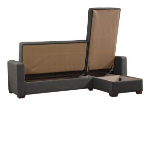 Coltar extensibil Alaska cu spatiu de depozitare gri inchis 204x143x83 cm - imagine 4