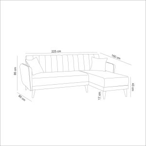 Coltar extensibil dreapta Aqua Crem 225x85x150 cm - imagine 7