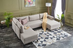 Coltar extensibil Eris Crem 219x149x43 cm - imagine 2