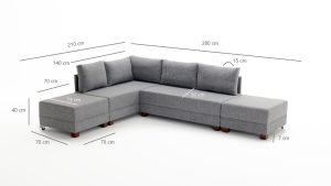 Coltar extensibil Fly Albastru 210x70x280 cm - imagine 9
