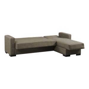 Coltar extensibil Kansas cu spatiu de depozitare maro din material textil 235x150x80 cm - imagine 3